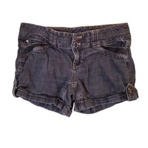 White House Black Market WHBM 4" Shorts Black Cuffed Denim Pockets‎ Size 00
